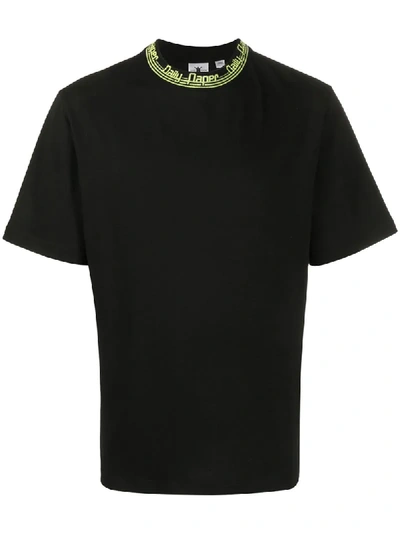 Shop Daily Paper Logo Print Neck T-shirt In Black
