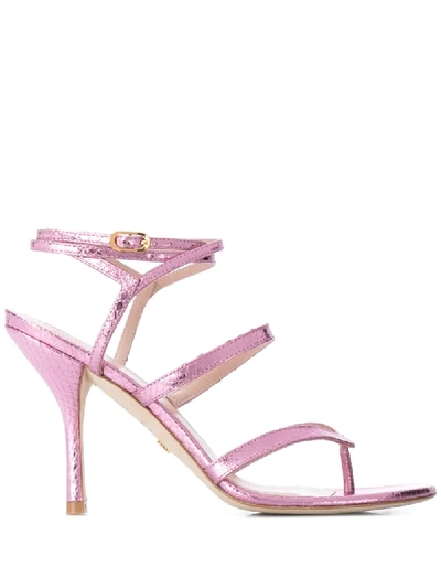 Shop Stuart Weitzman Thong-strap Mid-heel Sandals In Pink