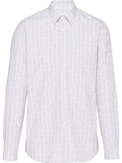 Shop Prada Checked Slim Shirt In White