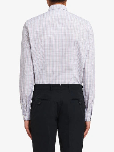 Shop Prada Checked Slim Shirt In White