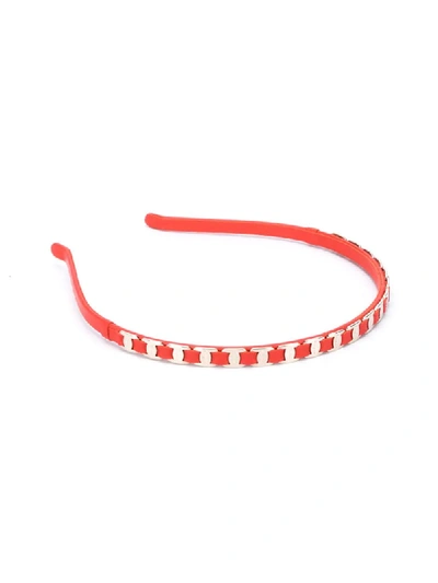 Shop Ferragamo Chain Leather Hairband In Red