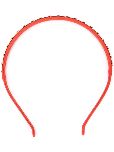 Shop Ferragamo Chain Leather Hairband In Red