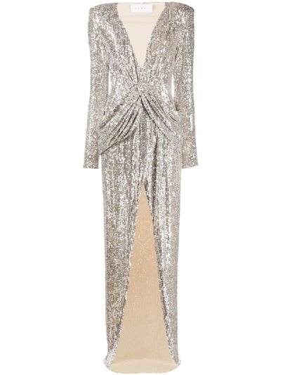 Shop Nervi Ada Champagne Sequin Cocktail Dress In Silver