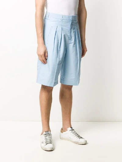 Maison Kitsuné Pleated Bermuda Shorts In Blue | ModeSens