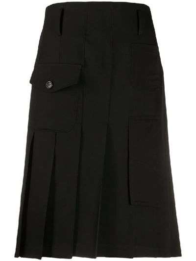 Shop Comme Des Garçons Comme Des Garçons Pleated Utility Pocket Skirt In Black