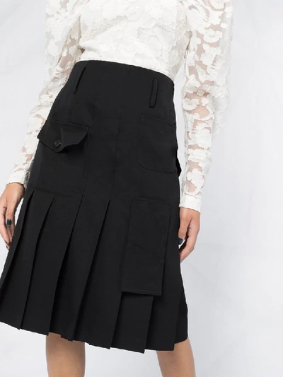 Shop Comme Des Garçons Comme Des Garçons Pleated Utility Pocket Skirt In Black