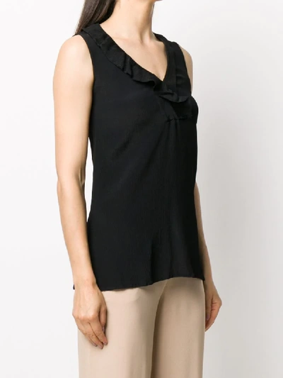 Shop Antonelli Sleeveless Crinkled Blouse In Black