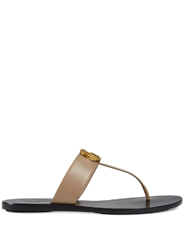 gucci leather thong sandal double g