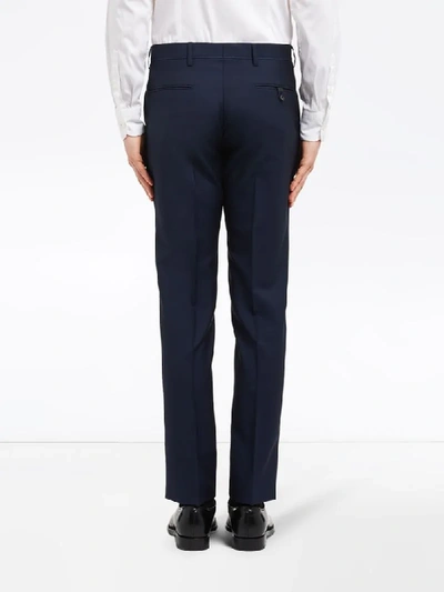 Shop Prada Stitching Detail Tailored Trousers In Blue
