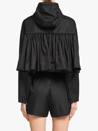 Shop Prada Ruffled Cropped Raincoat In F0002 Black