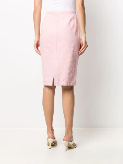 Pre-owned Fendi 1980s Jacquard Monogram Straight-fit Skirt In Pink