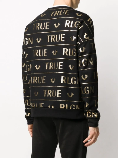 Shop True Religion Metallic Logo Sweatshirt In Black