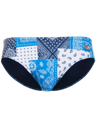 Shop Mc2 Saint Barth Cayo Bandana-print Swim Briefs In Blue