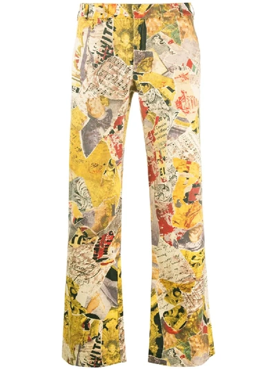 Pre-owned Moschino Multi-print Straight-leg Jeans In Neutrals