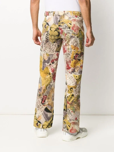 Pre-owned Moschino Multi-print Straight-leg Jeans In Neutrals