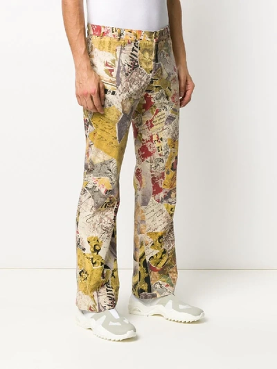 Pre-owned Moschino Multi-print Straight-leg Jeans In Neutrals