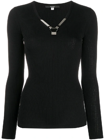 Pre-owned Gucci 1990s Metal Detailing Knitted Top In Black