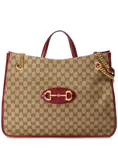 Shop Gucci 1955 Horsebit Tote Bag In Brown