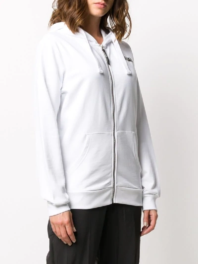 Shop John Richmond Zip-up Logo Hoodie In White