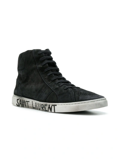 Shop Saint Laurent Joe Mid-top Trainers Black