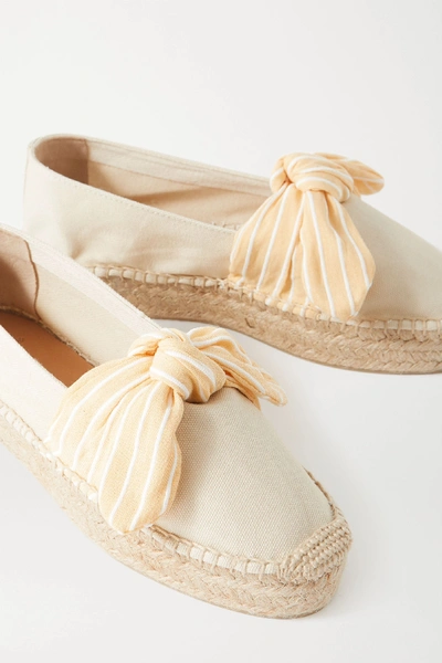 Shop Castaã±er + Net Sustain Kay Bow-detailed Canvas Espadrilles In Beige