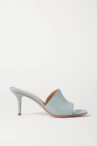 Shop Gianvito Rossi 70 Leather Mules In Blue