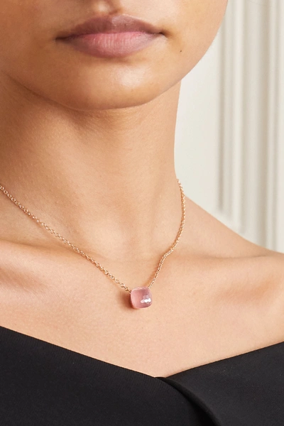 Pomellato Nudo 18-karat White And Rose Gold, Rose Quartz And Chalcedony Necklace In Rose Gold