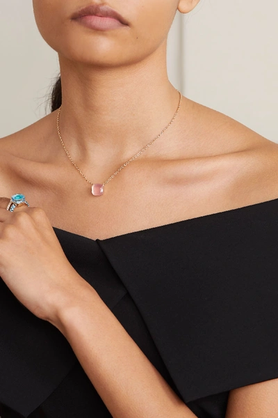 Pomellato Nudo 18-karat White And Rose Gold, Rose Quartz And Chalcedony Necklace In Rose Gold