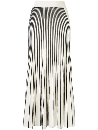 Shop Alexis Vani Pleated Striped Skirt In White