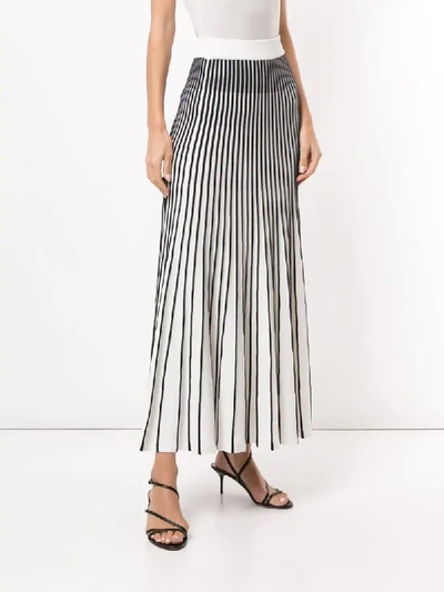 Shop Alexis Vani Pleated Striped Skirt In White