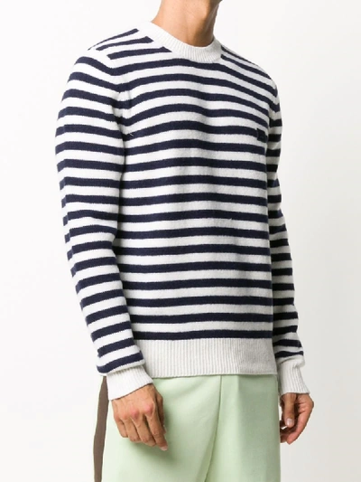 Shop Acne Studios Face Striped Crew Neck Jumper In Blue