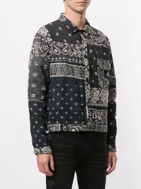 Kapital Gauze Bandana Patchwork Denim Jacket In Black ModeSens