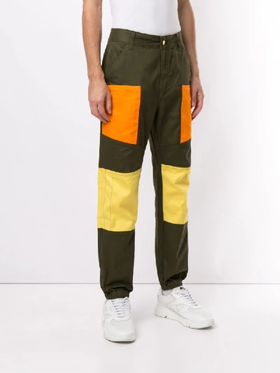 Shop Clot Contrast Patched Trousers In Green