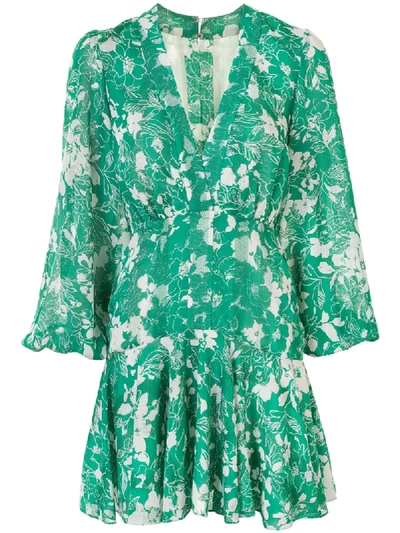 Shop Alexis Long Sleeve Floral Print Dress In Green