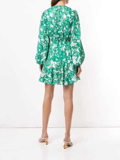 Shop Alexis Long Sleeve Floral Print Dress In Green