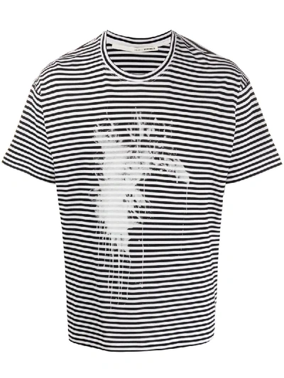 Shop Isabel Benenato Striped Paint Spatter T-shirt In White