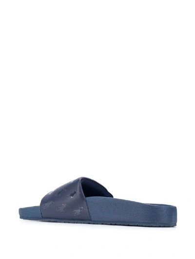 Shop Polo Ralph Lauren Tonal Logo-print Slides In Blue