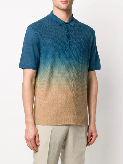 Shop Corneliani Gradient-effect Polo Shirt In Blue