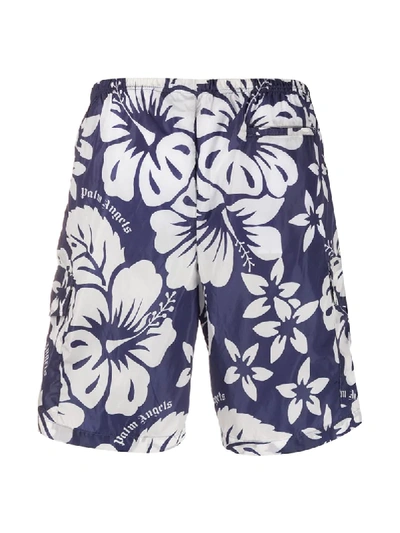 Shop Palm Angels Floral Print Swim Shorts In Blue