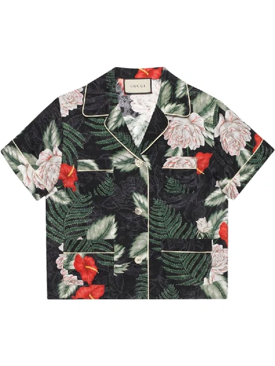 Shop Gucci Hawaiian-print Silk Shirt In Black