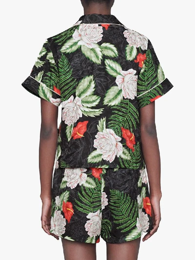 Shop Gucci Hawaiian-print Silk Shirt In Black