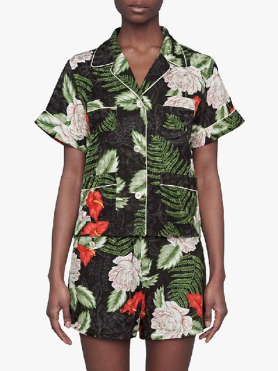 Shop Gucci Hawaiian-print Silk Shirt In Black