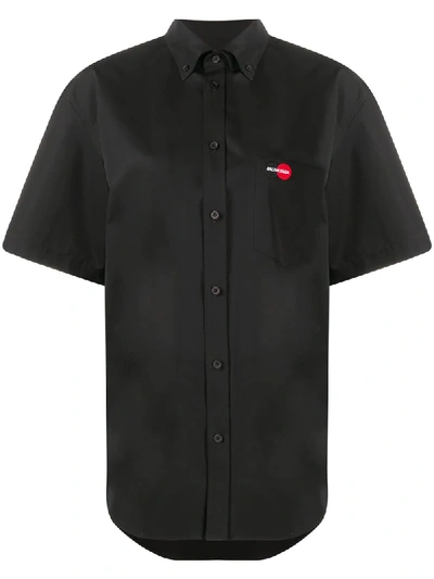 Shop Balenciaga Short-sleeve Boxy Shirt In Black