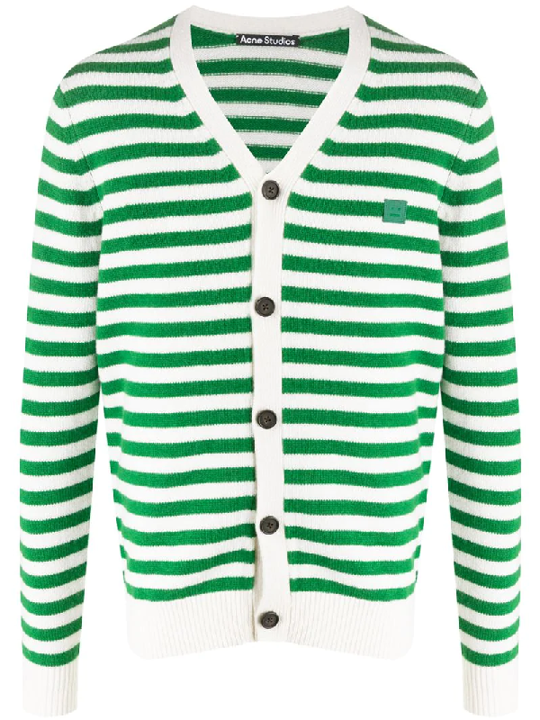 green and white cardigan