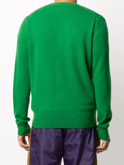 Shop Acne Studios Face Patch V-neck Cardigan In Green