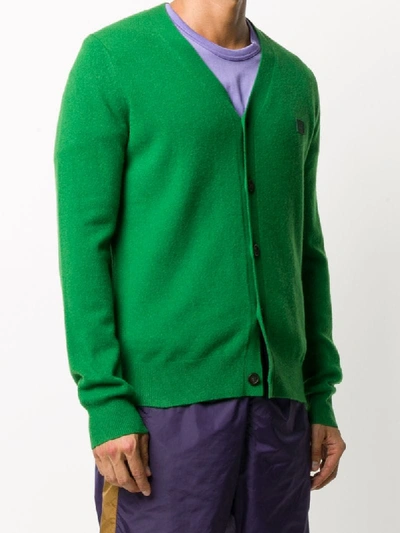 Shop Acne Studios Face Patch V-neck Cardigan In Green