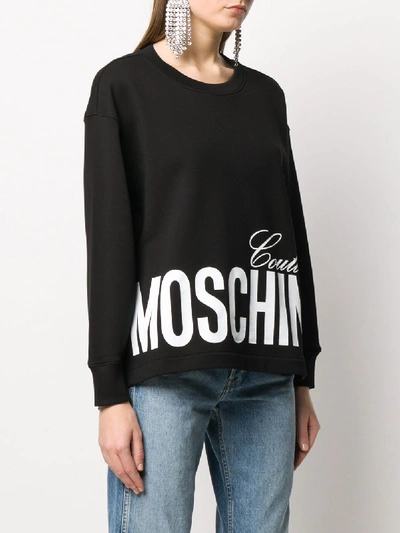 Shop Moschino Cotton Logo Print Sweater In Black