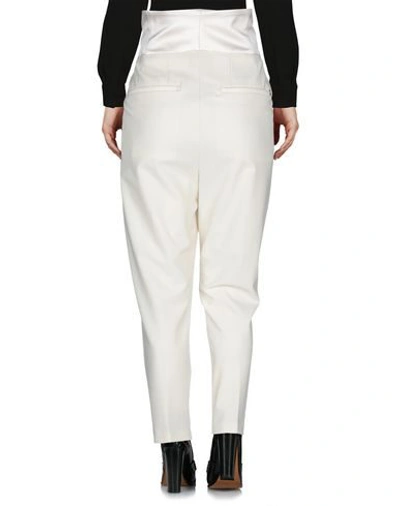 Shop Dondup Woman Pants Ivory Size 6 Polyester, Virgin Wool, Elastane, Silk In White
