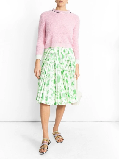 Shop Calvin Klein 205w39nyc Floral Print Pleated Skirt Green