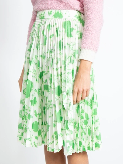 Shop Calvin Klein 205w39nyc Floral Print Pleated Skirt Green